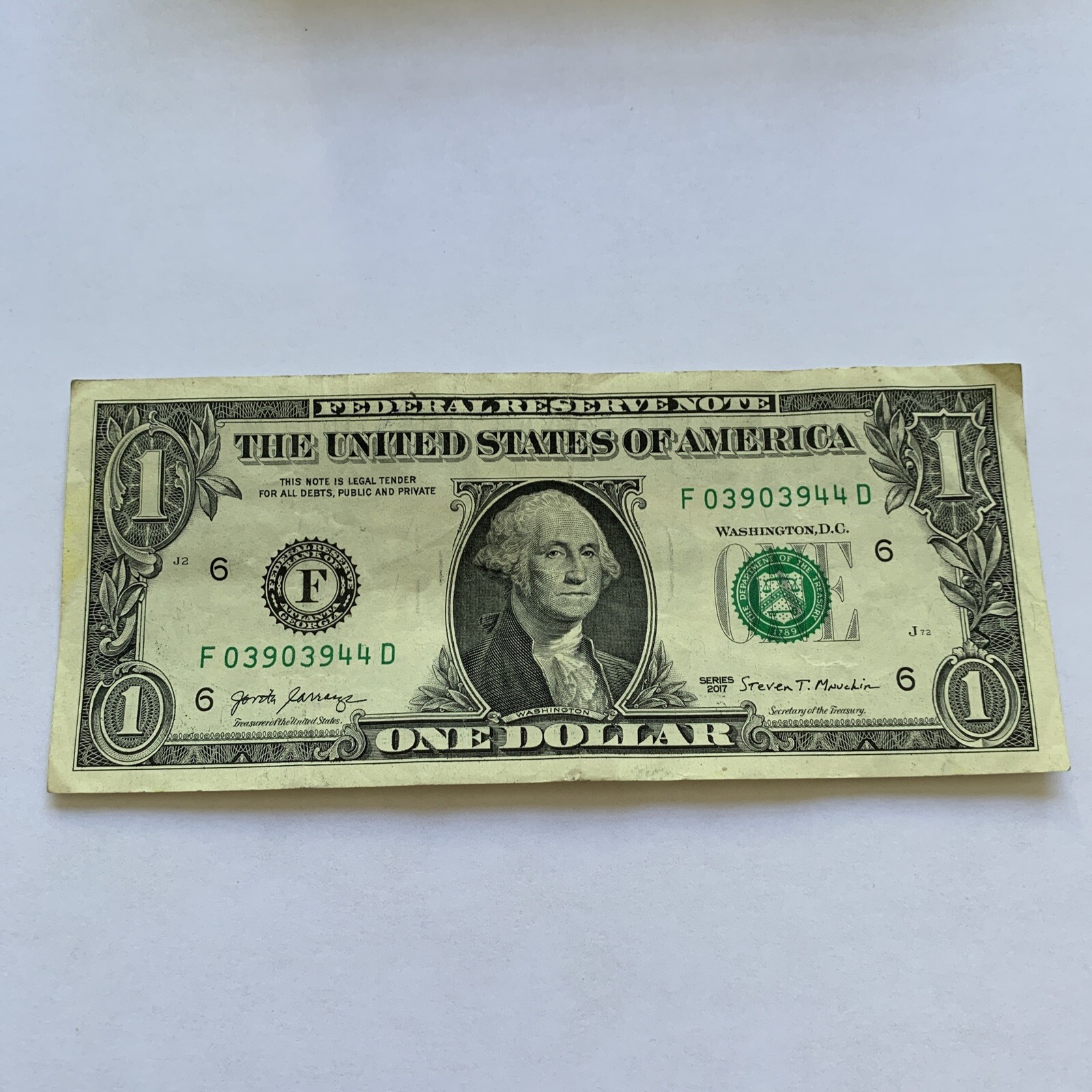 2017 $1 FANCY SERIAL NUMER - F03903944 2017 $1 FANCY SERIAL NUMER - F03903944