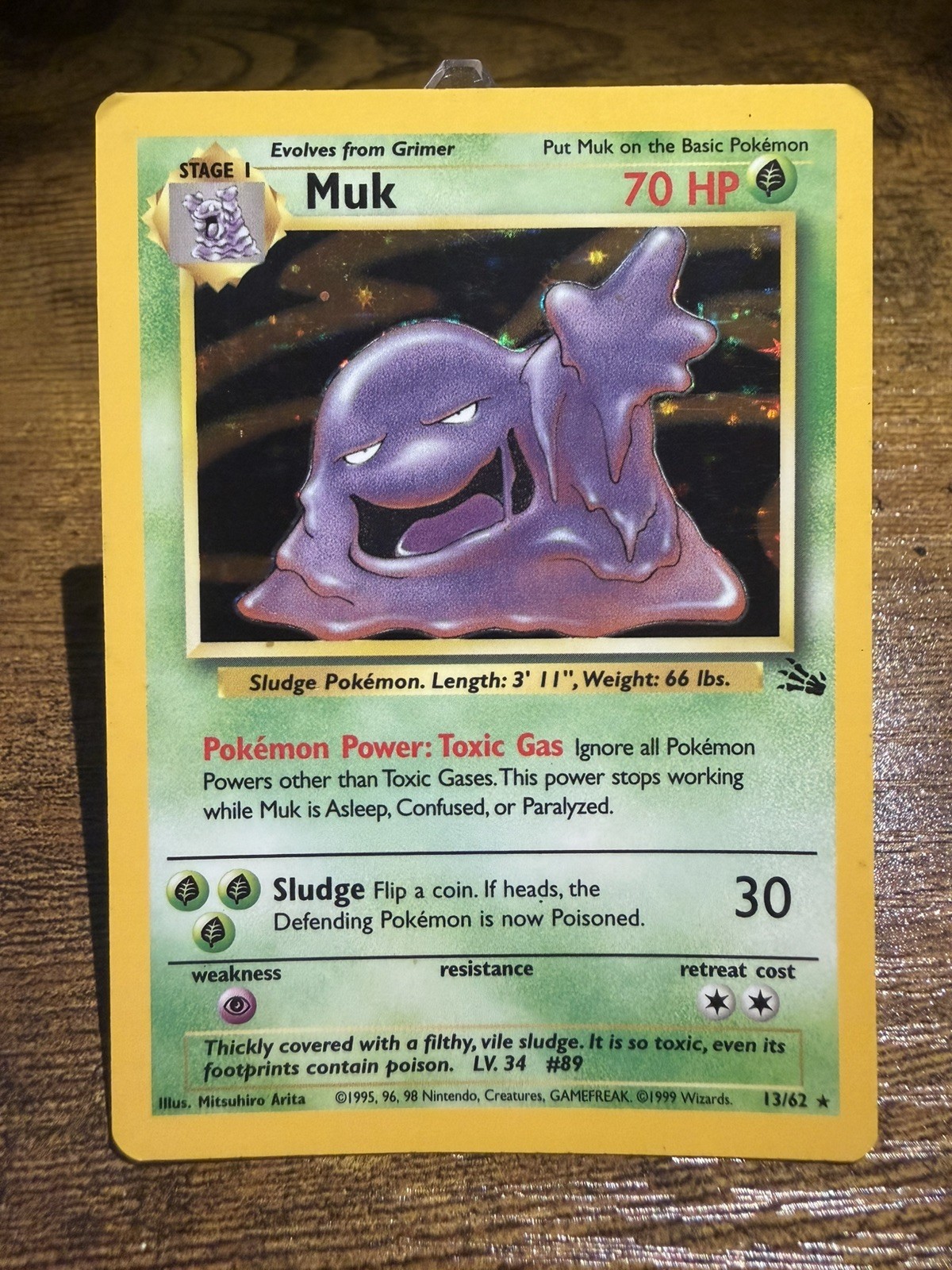 1999 Pokemon Fossil Muk #13/62 Holo Rare Unlimited WOTC Vintage
