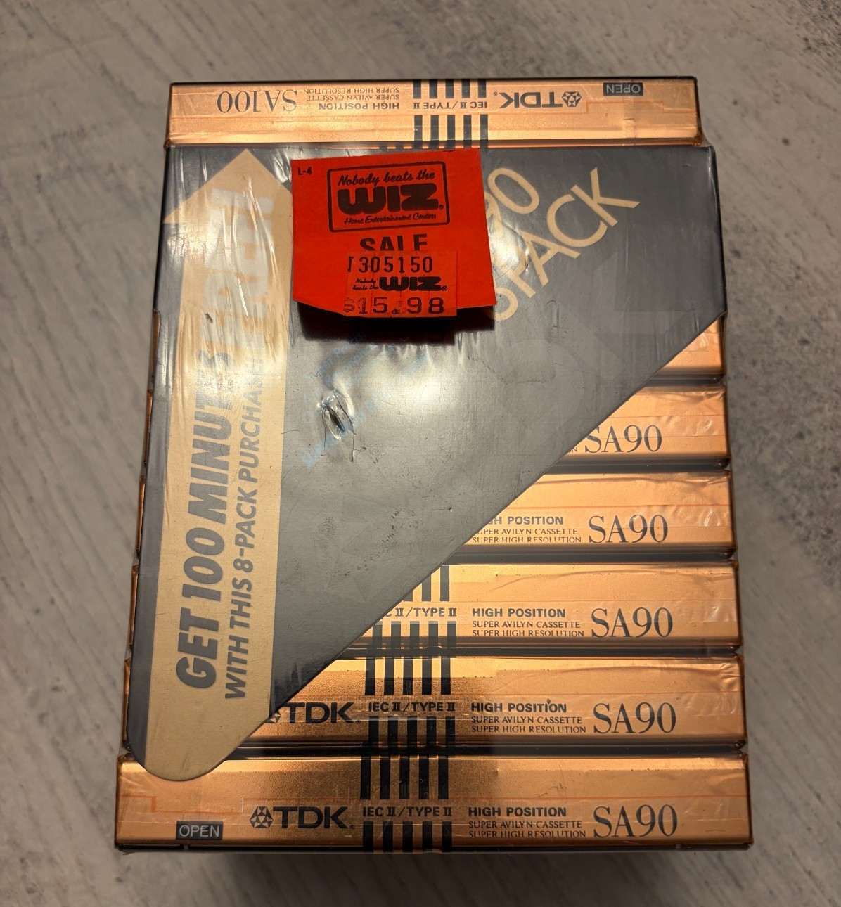 Vintage TDK SA90 Cassette NOS Factory Sealed 8 Pack + Bonus SA100 Vintage TDK SA90 Cassette NOS Factory Sealed 8 Pack + Bonus SA100