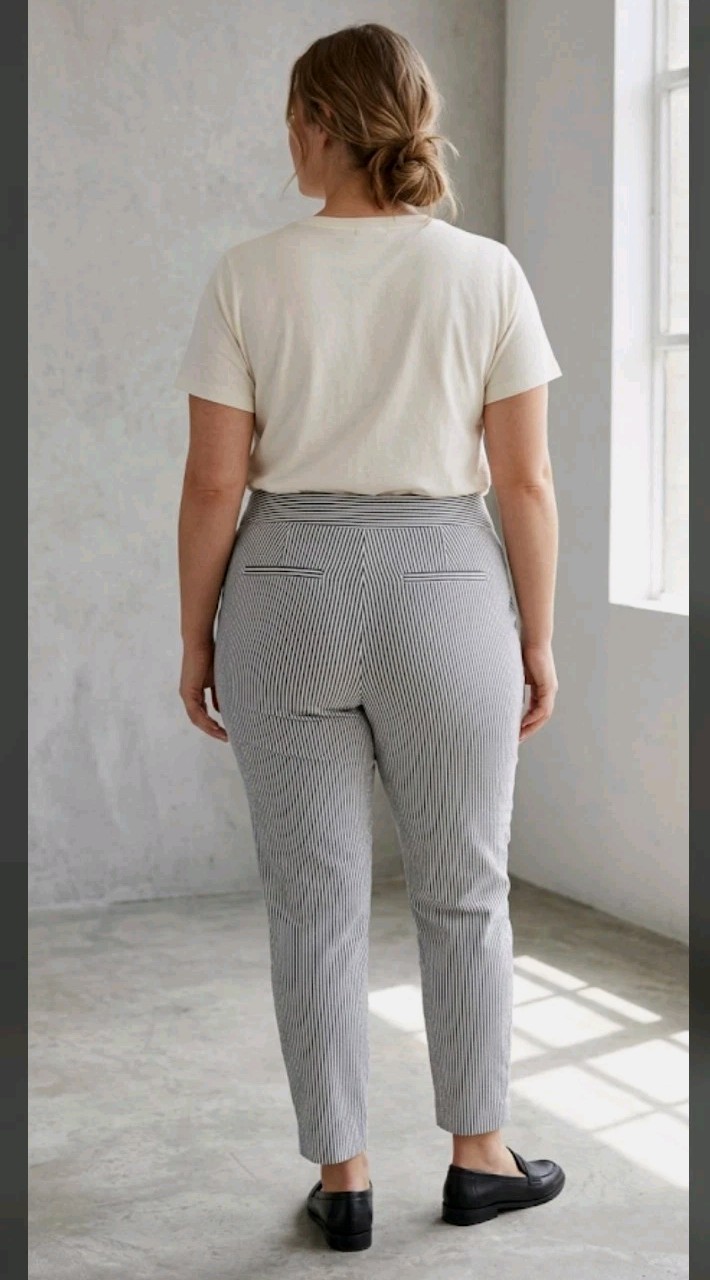NWT Massini Seersucker Ponte Ankle Pants Wmens 1X striped Pull On  #7777