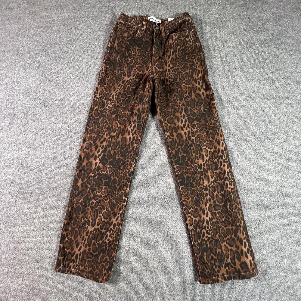 NEW DKNY Laight Straight Jeans Women\'s 4 Brown Cotton Denim Leopard Print NWT NEW DKNY Laight Straight Jeans Women\'s 4 Brown Cotton Denim Leopard Print NWT
