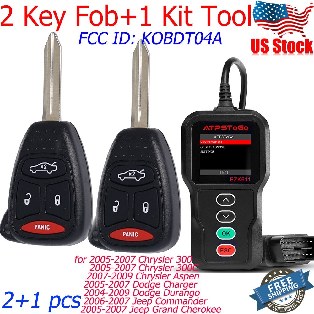 2 For 2005 2006 2007 Chrysler 300 Jeep Grand Cherokee Remote Key Fob&ProgramTool