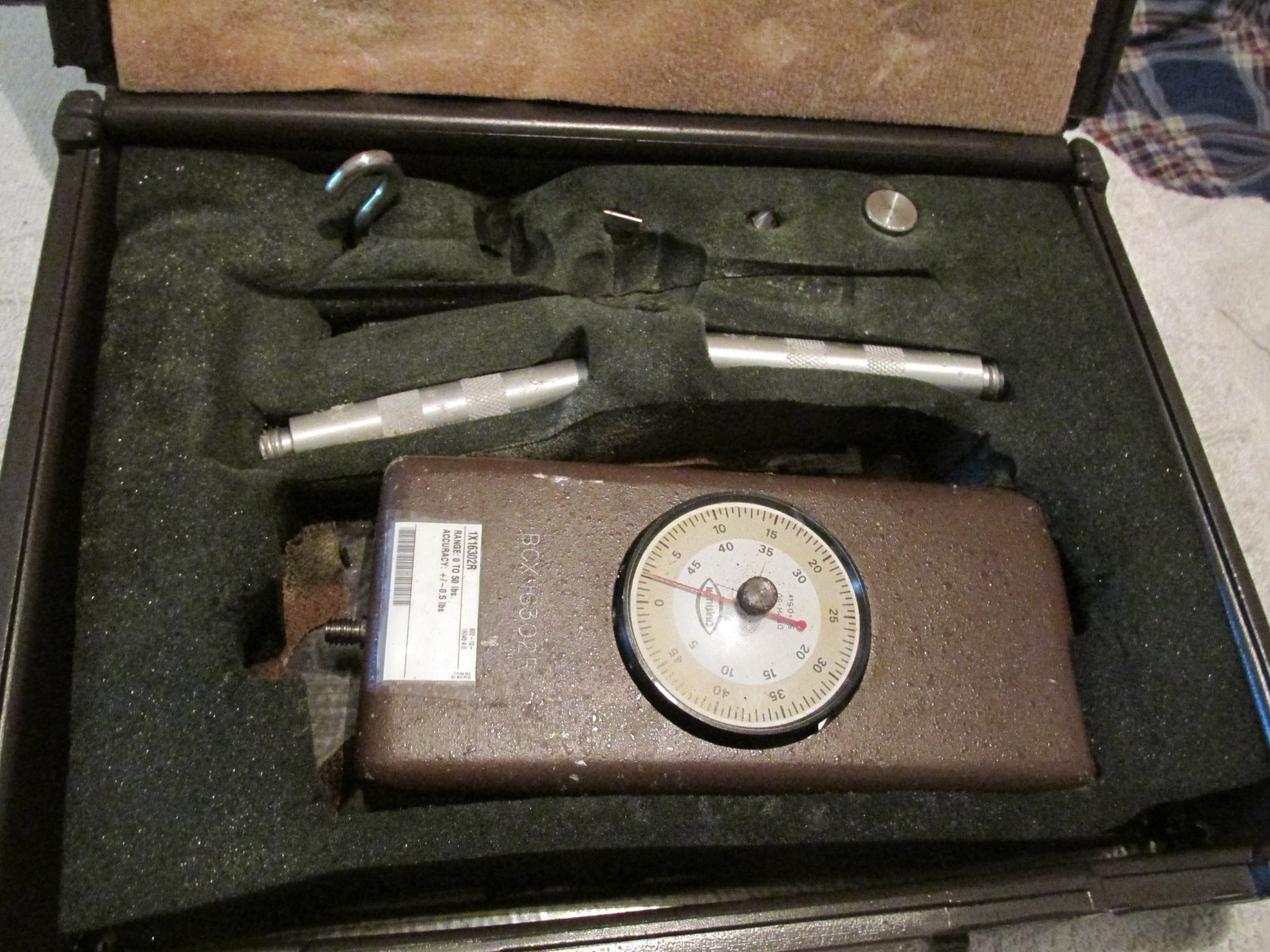 Vintage CHATILLON DPPH-50 Push Pull Force Gauge Tool with Attachments and Case