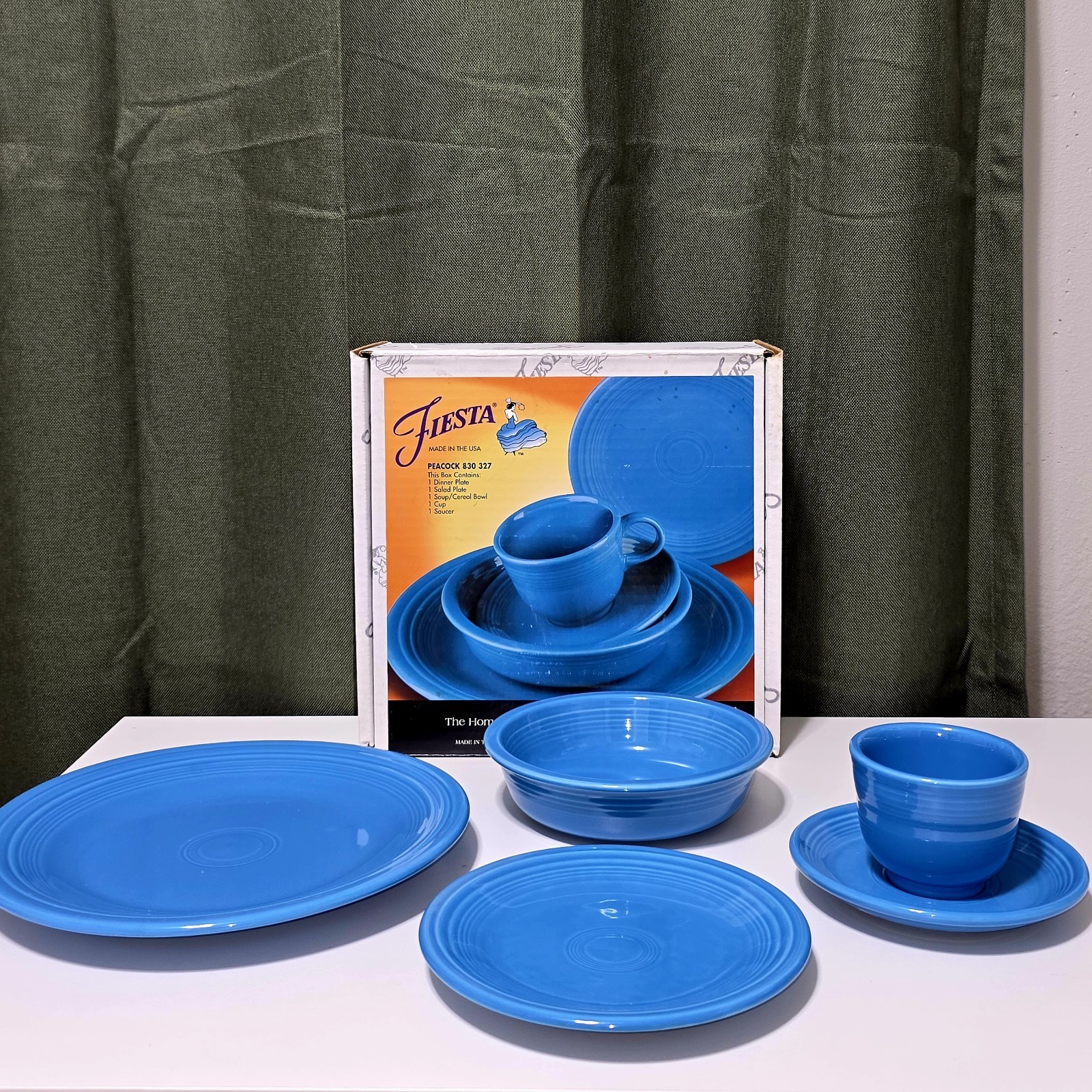 Fiestaware 5-Piece Dinner Set Peacock Blue 830 327 Retired Homer Laughlin
