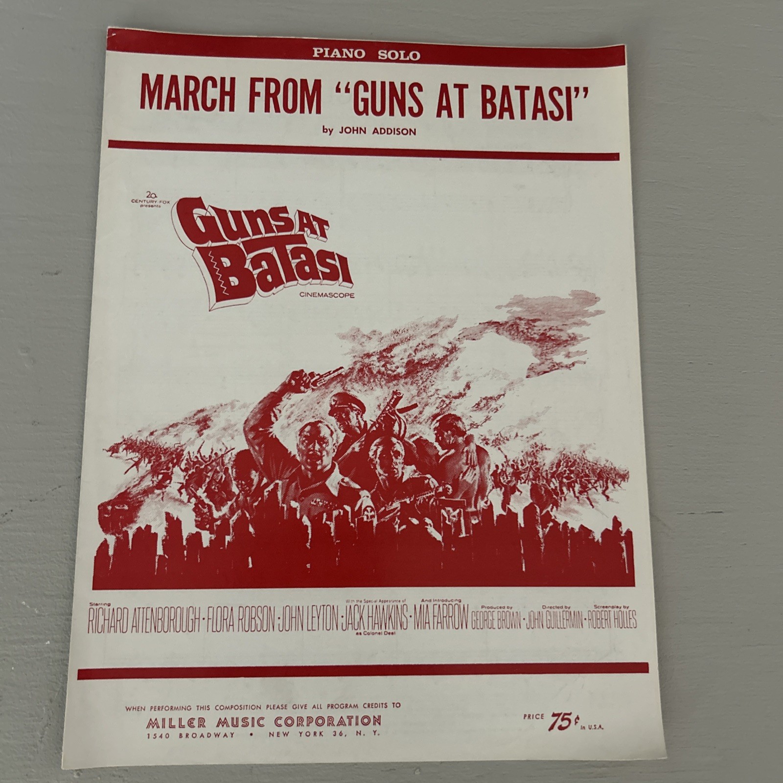 Guns at Batasi 1964 MARCH FROM Movie Piano Solo  Music by JOHN ADDISON