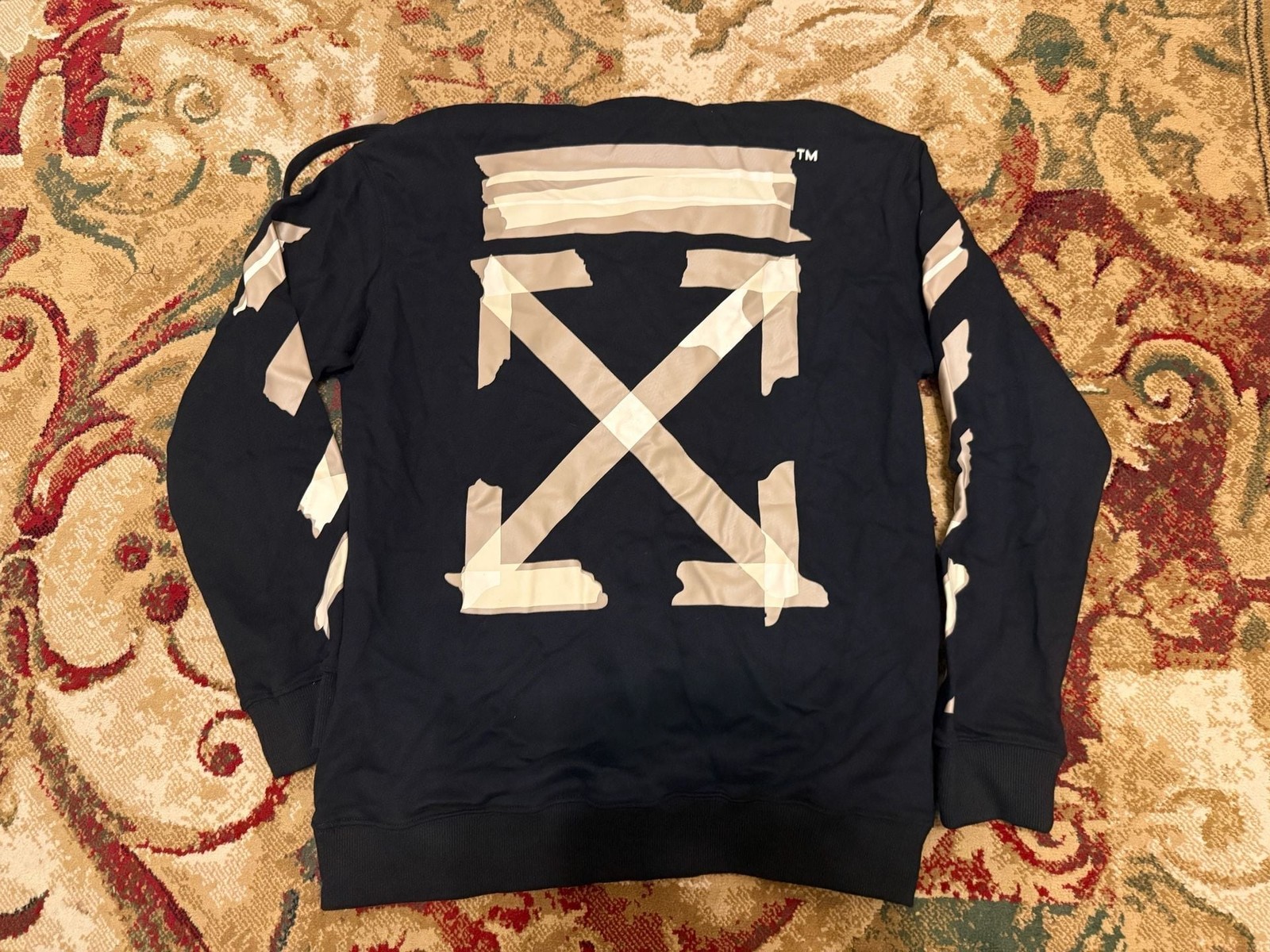 Off White Main Label Virgil Abloh Black Sweatshirt Tape Arrow