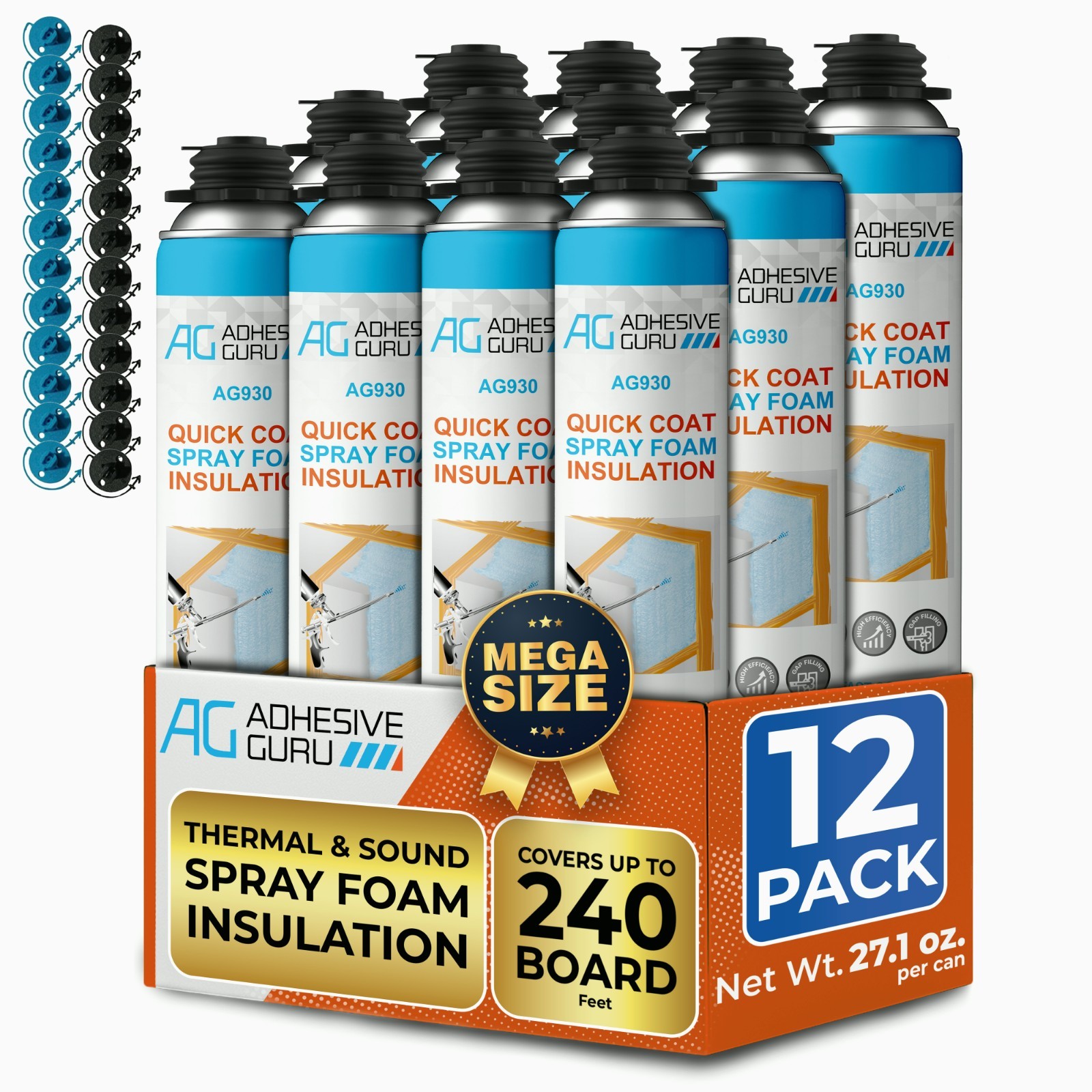 Adhesive Guru Heat Insulation Spray Foam (12x32.8 oz / 240 Board ft), Spray Foam Adhesive Guru Heat Insulation Spray Foam (12x32.8 oz / 240 Board ft), Spray Foam