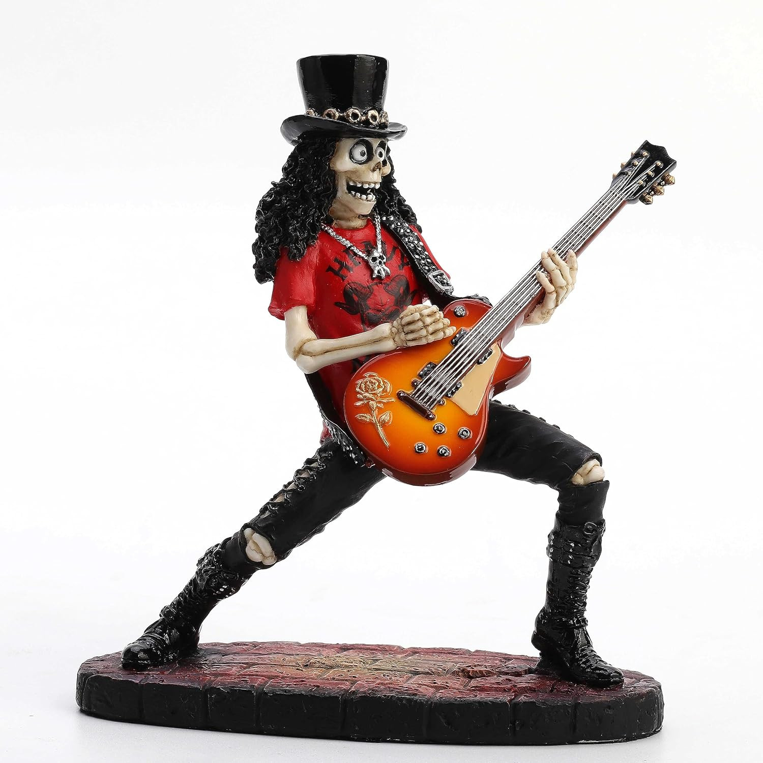 6 1/8 Inch Skeleton Guitar Player Ligament Resurrection Hand Painted Resin Figur