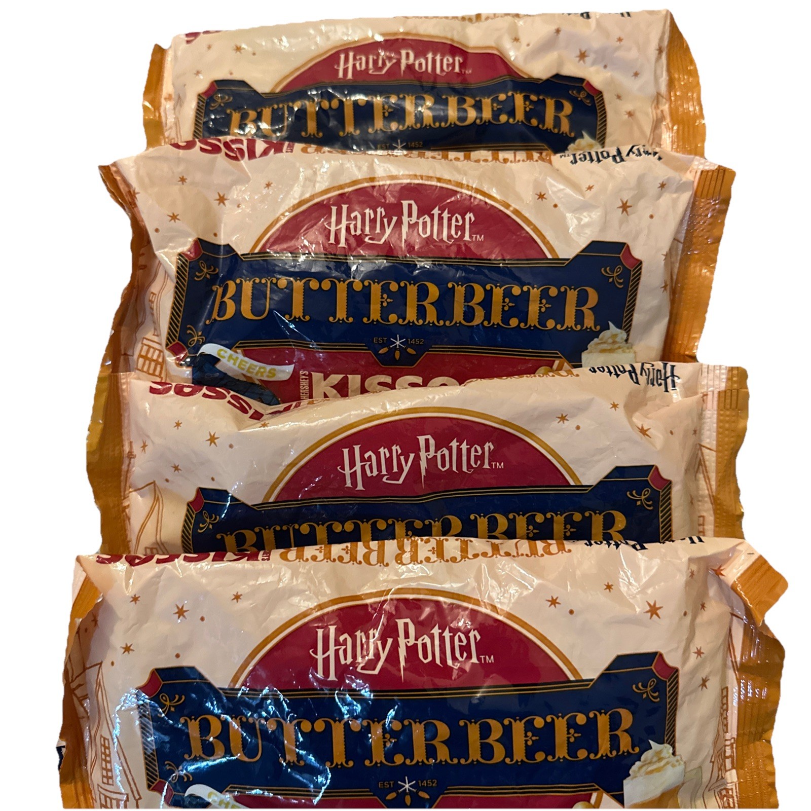 Hershey\'s Kisses Butterbeer Gold Crème Harry Potter Foils Candy, 9oz (Pack of 4) Hershey\'s Kisses Butterbeer Gold Crème Harry Potter Foils Candy, 9oz (Pack of 4)