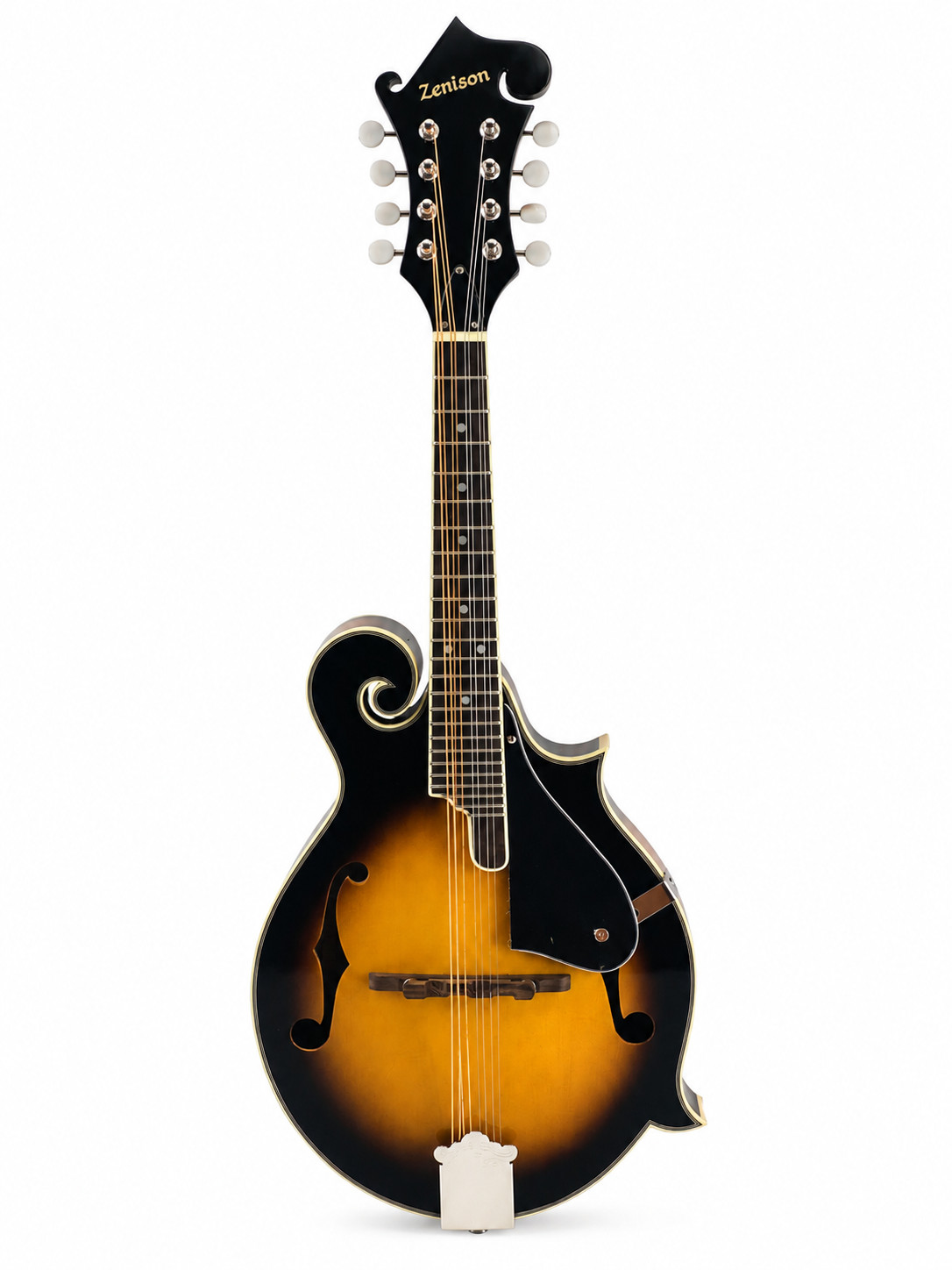 Zenison F-Style Mandolin Sunburst, 8 String Acoustic Mandolin with Strings