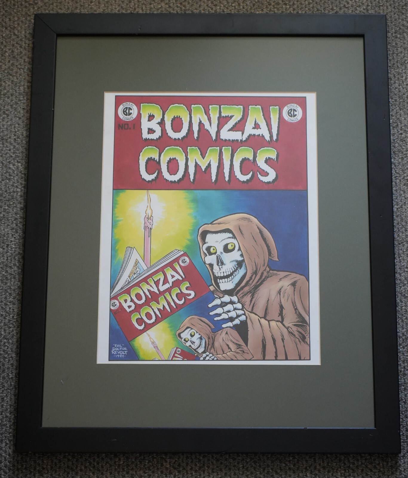 Dr. Revolt Hand Colored & Signed EC Comics Cover Horror Homage Halloween Framed