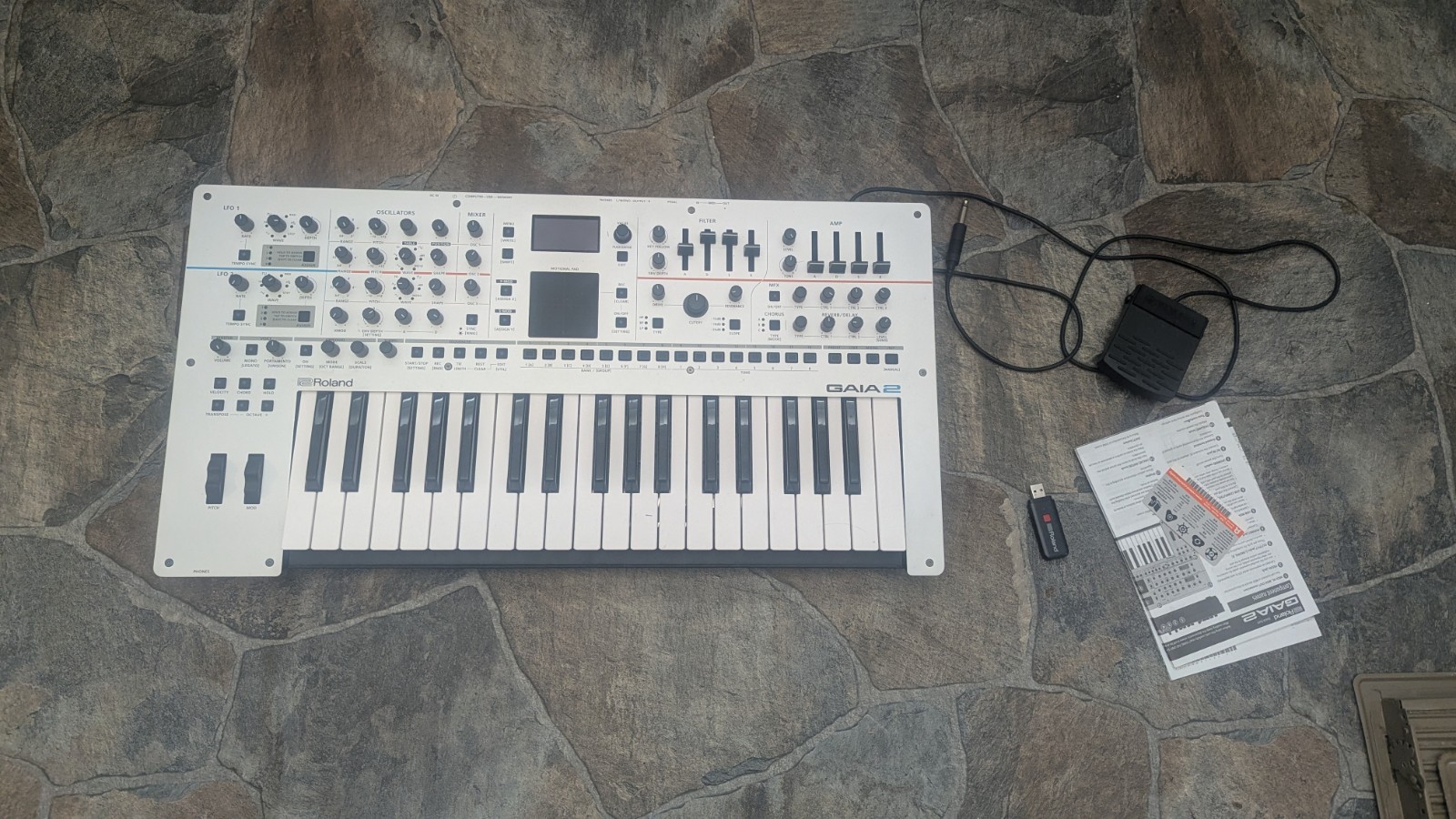 ROLAND GAIA-2 Synthesizer With Roland WC-1 Wireless Adapter, Manual, Foot pedal