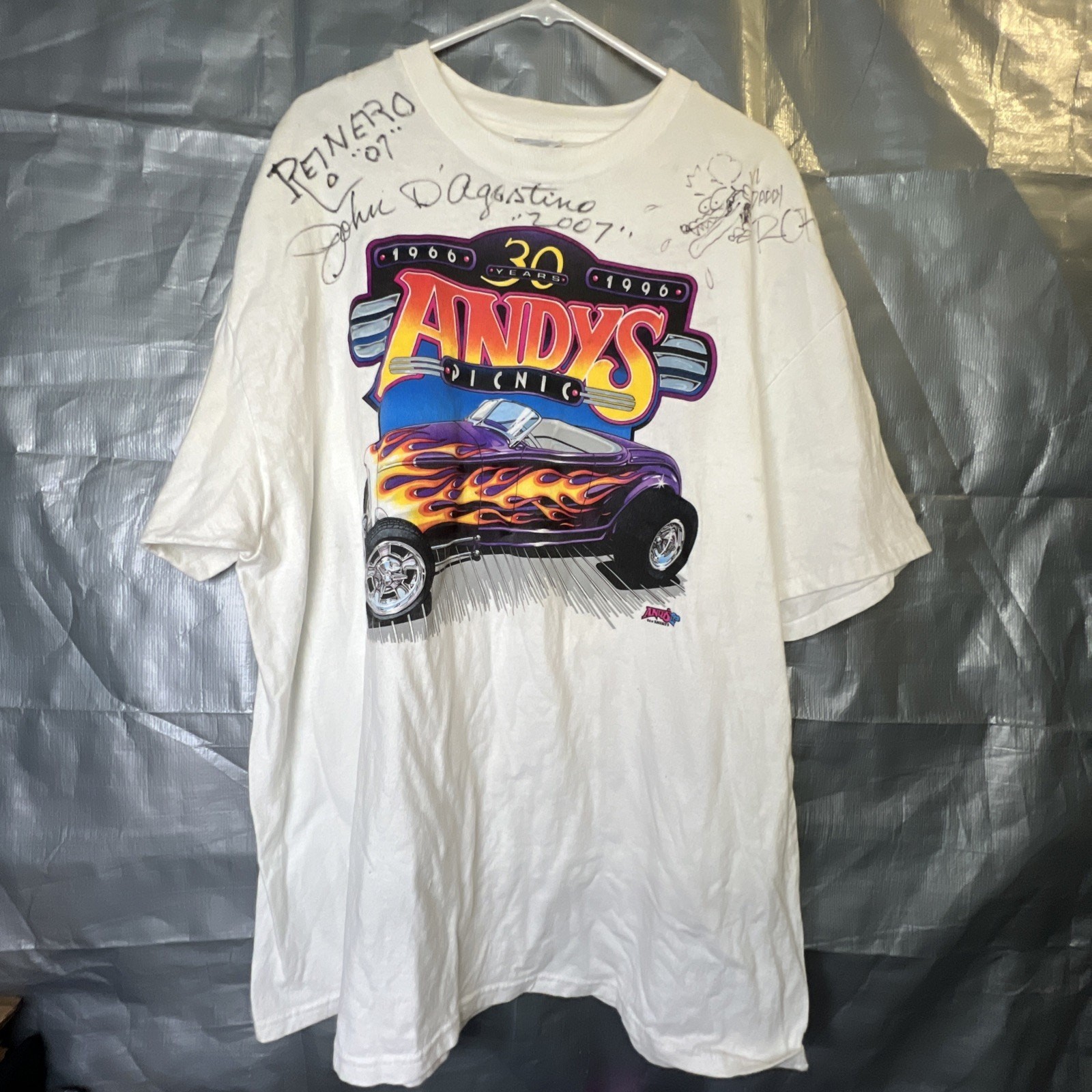 Vintage Andy’s Picnic 30 Years T-Shirt XXL Triple Signed RAT FINK Vintage Andy’s Picnic 30 Years T-Shirt XXL Triple Signed RAT FINK