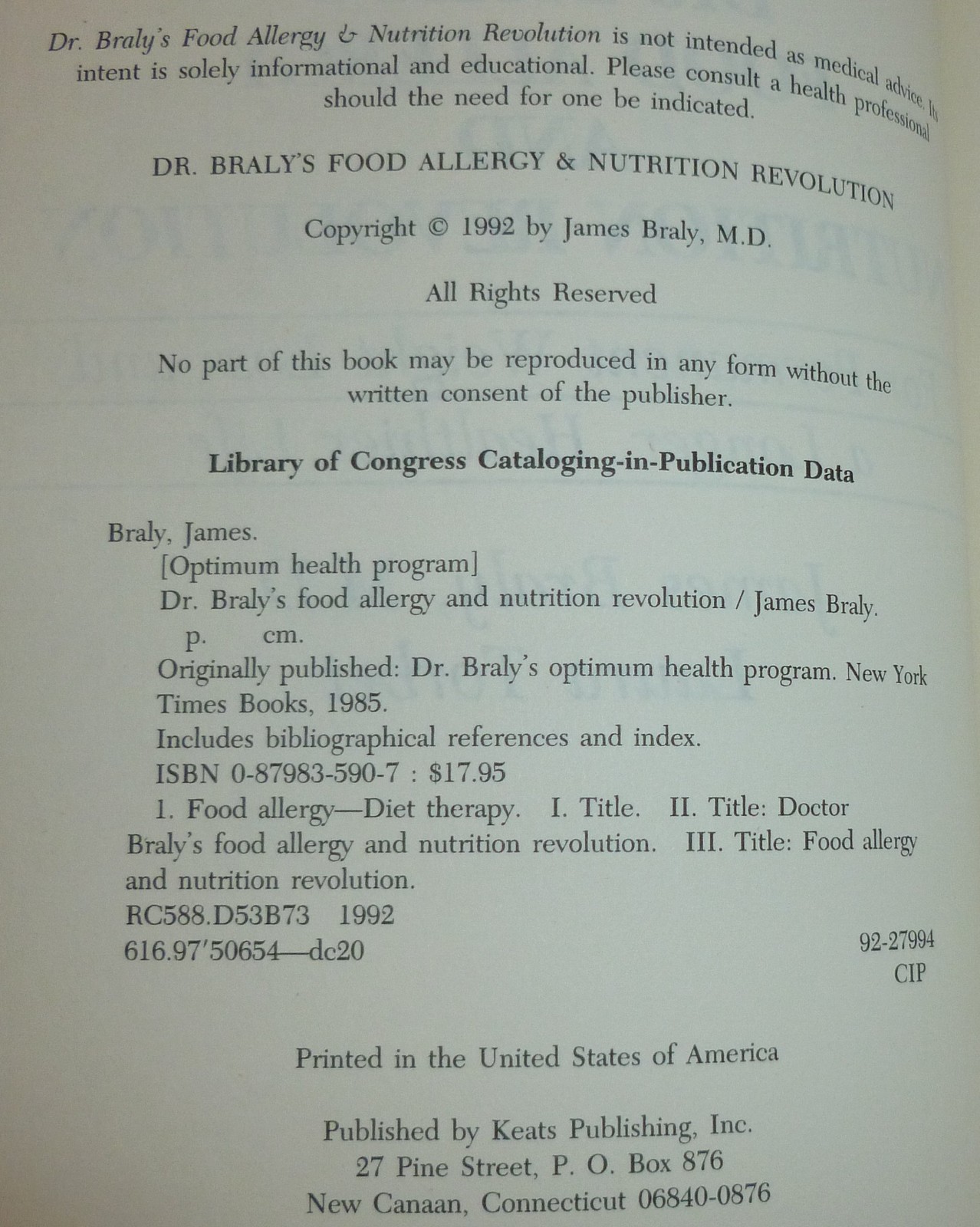 Dr. Braly\'s Food Allergy and Nutrition Revolution