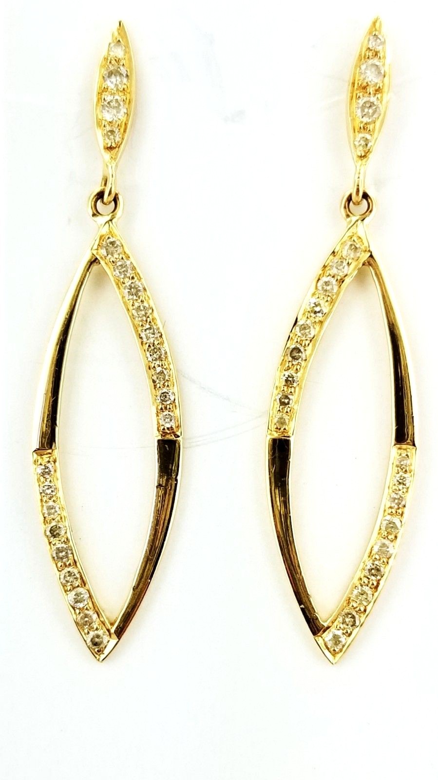 Drop Earrings 1/2CT Natural Diamonds 22K Yellow Gold GAL Certified 4\' inch