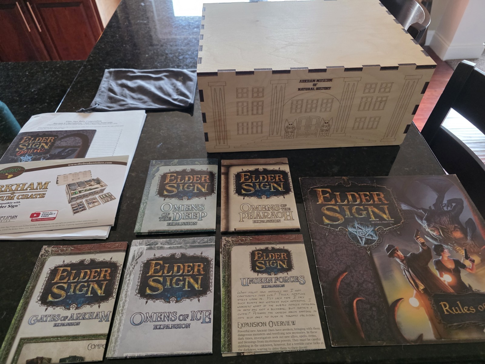 Elder Sign 100% Complete Collection - Broken Token Wood Box - All Cards Sleeved
