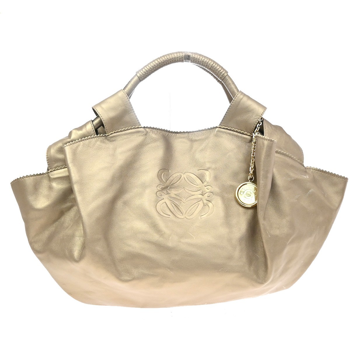 LOEWE Logo Anagram Nappa Aire Chrm Hand Bag Leather Gold GHW Spain 35TA818