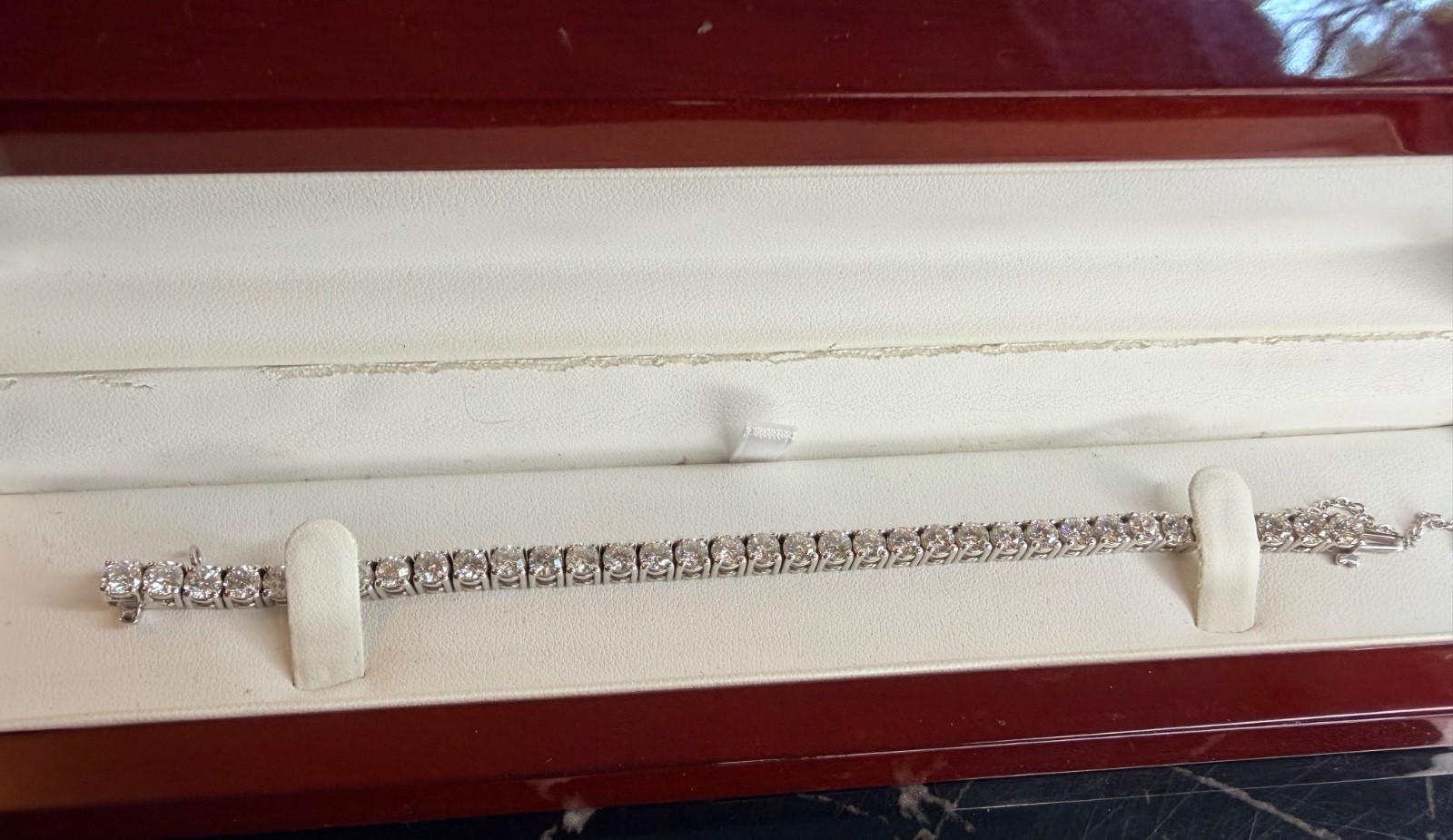14k White Gold Ladies Custom Natural Diamond Tennis Bracelet 8.70 Carat