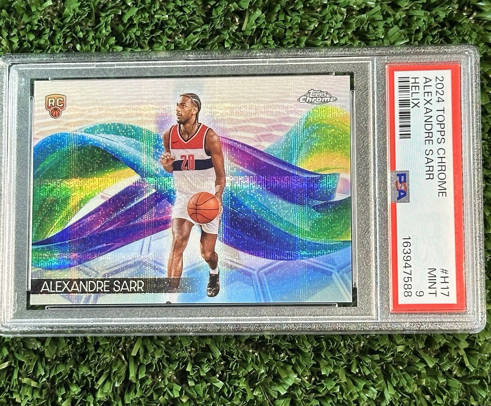 Alexander Sarr RC 2024-25 Topps Chrome #H17 Helix SP SSP Case Hit PSA 9 Sharp