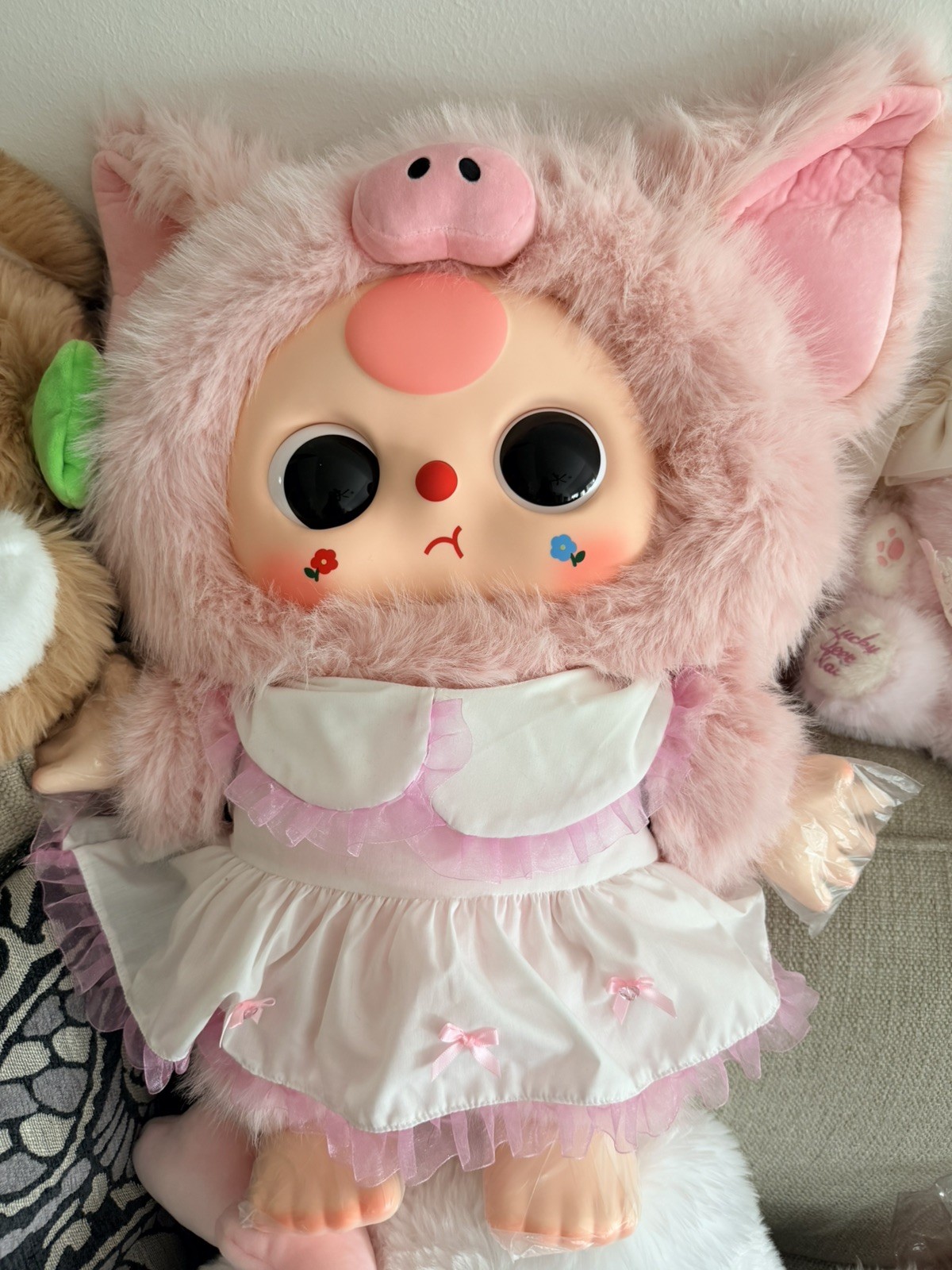 Baby Three Plush Toy 1000% V2 PVC Plush Pink Pig Moving Eyes