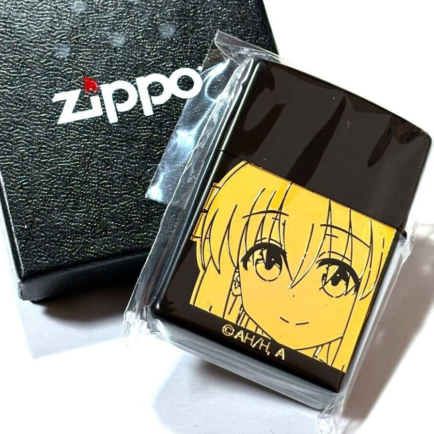 Zippo Bocchi The Rock Black Gold 2 Sided Etching Lighter Regular Case Japan
