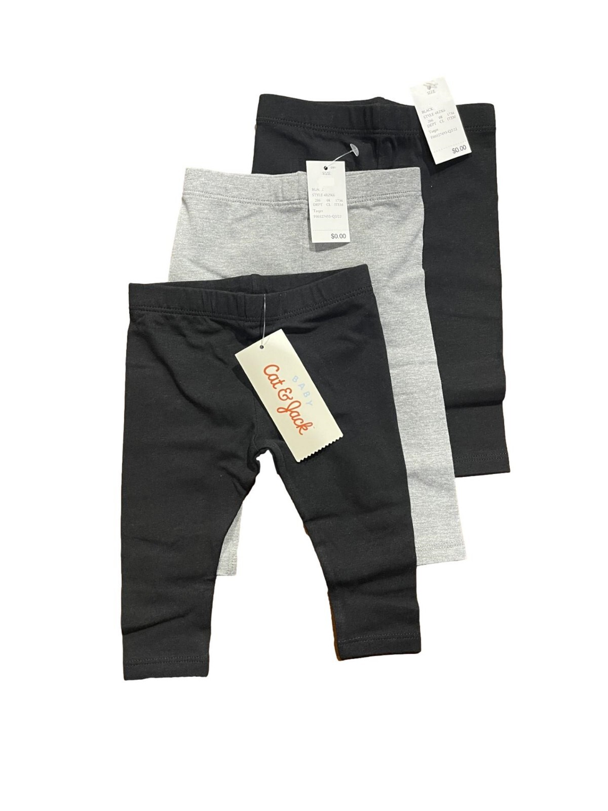 Baby Girls' 3pk Leggings Set - Cat & Jack Black/Gray 0-3M
