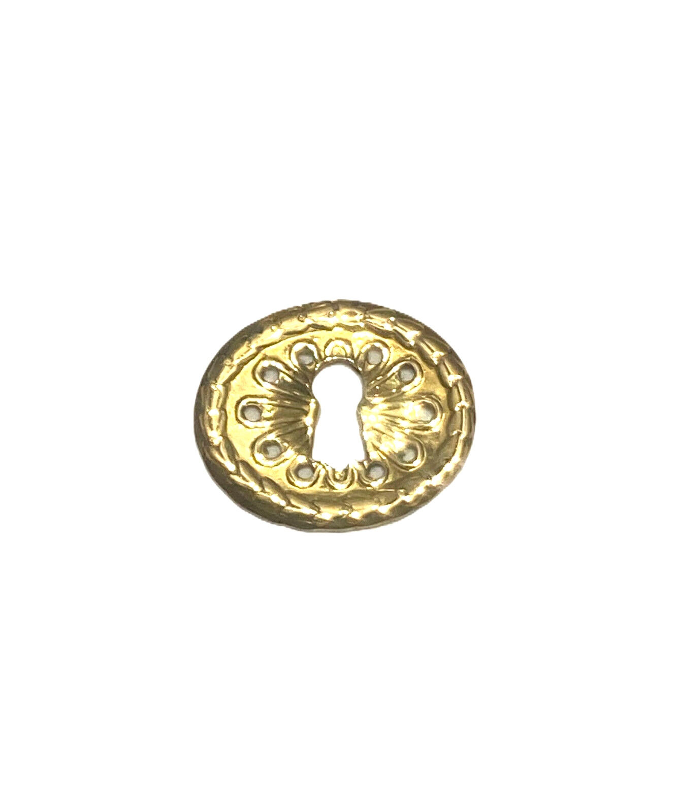Antique Cast Brass Keyhole Escutcheon Cover Horizonal Antique Cast Brass Keyhole Escutcheon Cover Horizonal