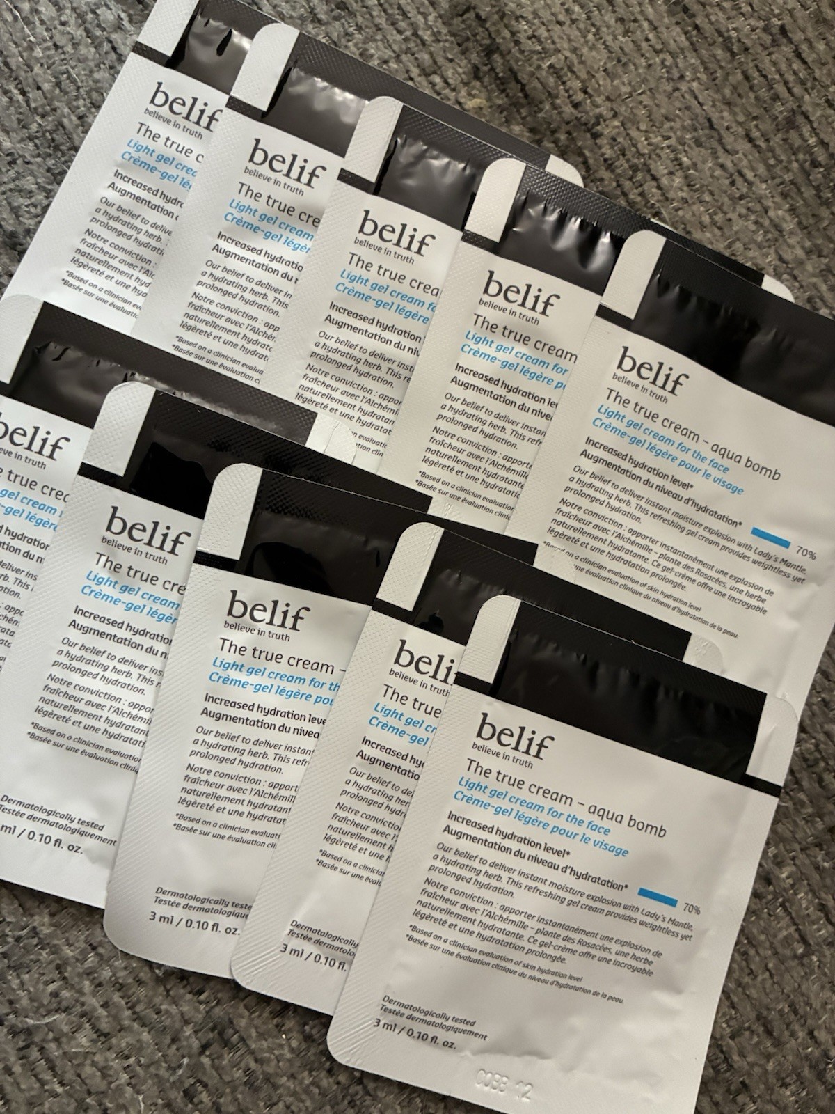 10 x Belif The True Cream Aqua Bomb Moisturizer Sample 3ml / 0.1oz Each