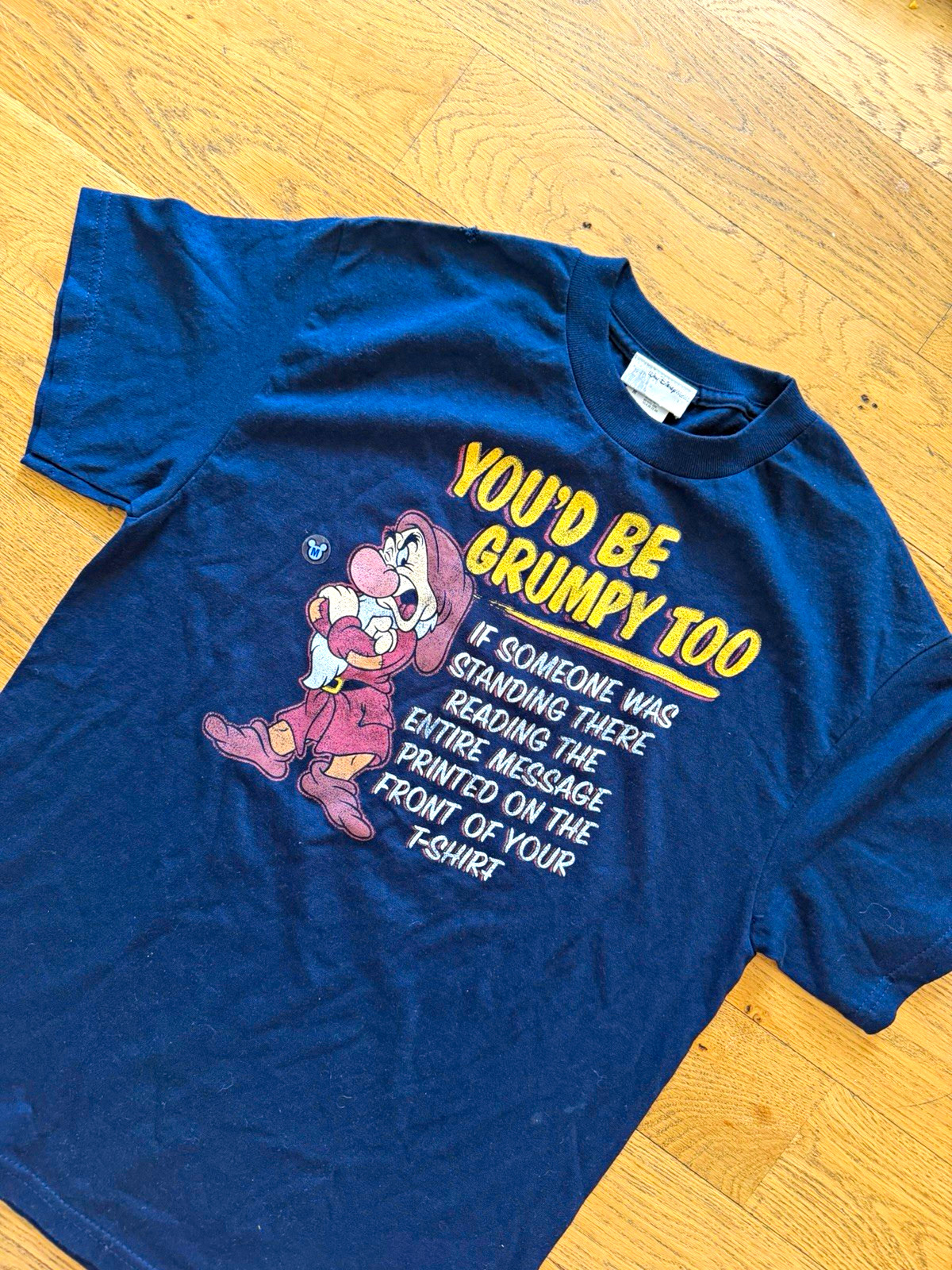Walt Disney Grumpy “You’d Be Grumpy Too” Adult blue tshirt NOS size medium Walt Disney Grumpy “You’d Be Grumpy Too” Adult blue tshirt NOS size medium