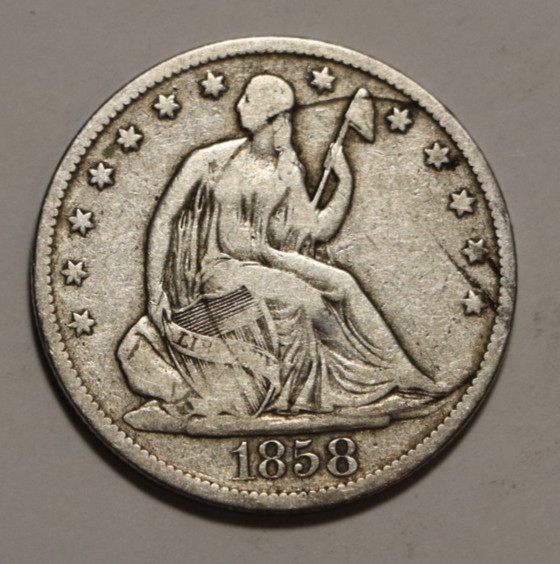 1858 O Seated Liberty Half Dollar 50C Cents Coin Silver