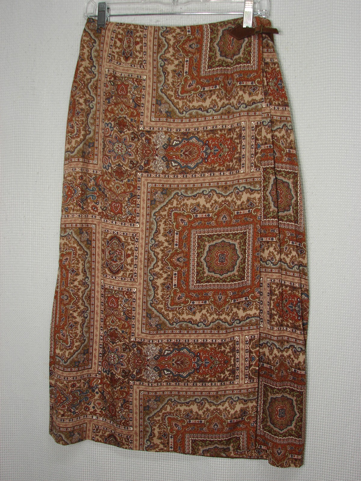 Vtg Talbots True Wrap Maxi Skirt Floral Paisley Scarf Print Sz 10 Classic Boho
