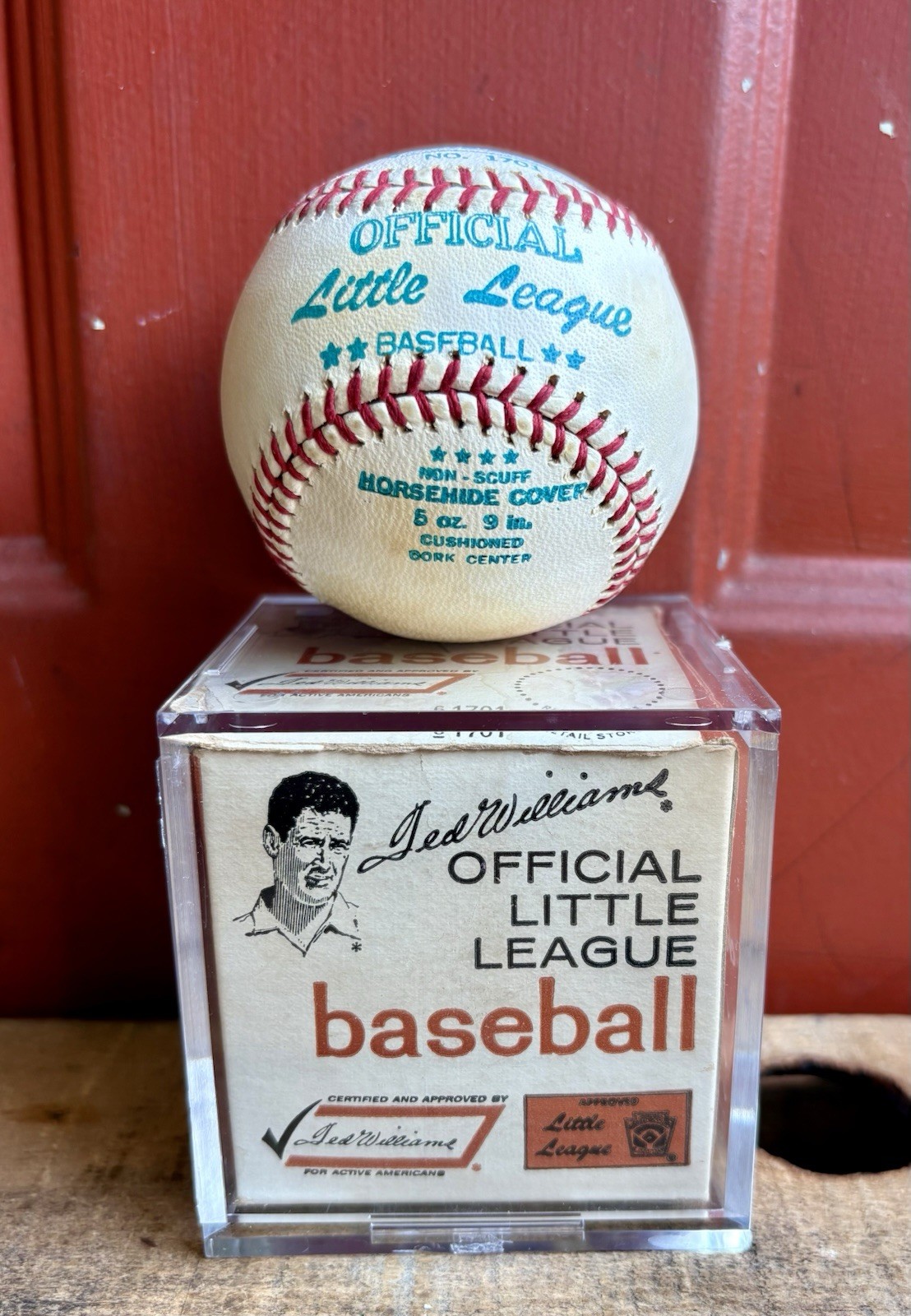 Vintage Sears Ted Williams Official Little League Baseball In Box & Display Cube