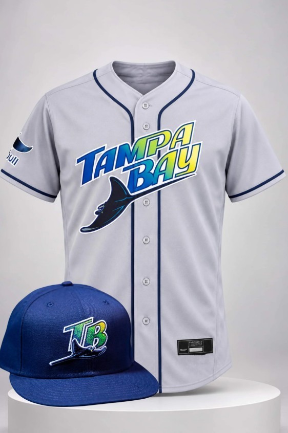 NEW Tampa Bay Rays 2026 New Road Gray All Print Jersey Baseball Fan Shirt