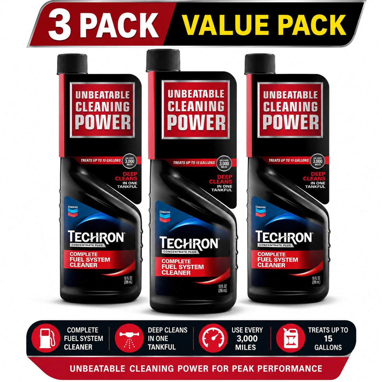 3 Pack Chevron Techron Complete Fuel System Cleaner Gas Treatment 10 oz