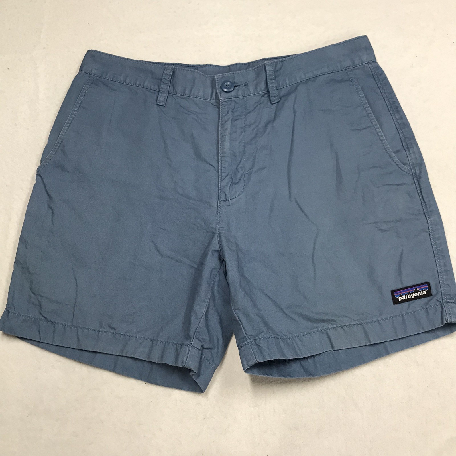 PATAGONIA All Wear Hemp Shorts Men 31 Blue Organic Cotton Beach Hiking