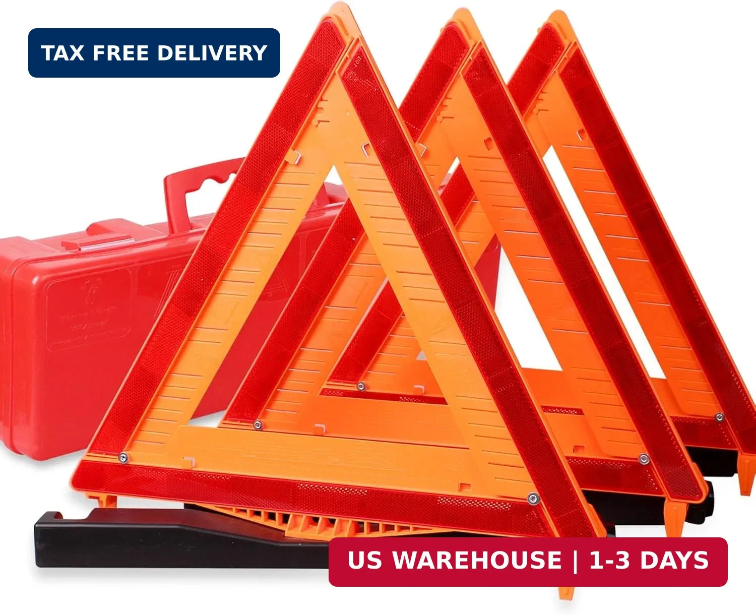 CARTMAN 3PK DOT Approved Foldable Road Safety Warning Triangles | Heavy weighted