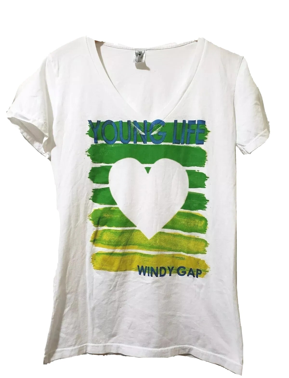 TechStyles Sportswear T-Shirt Womens  XL White V-Neck Short Sleeve Heart