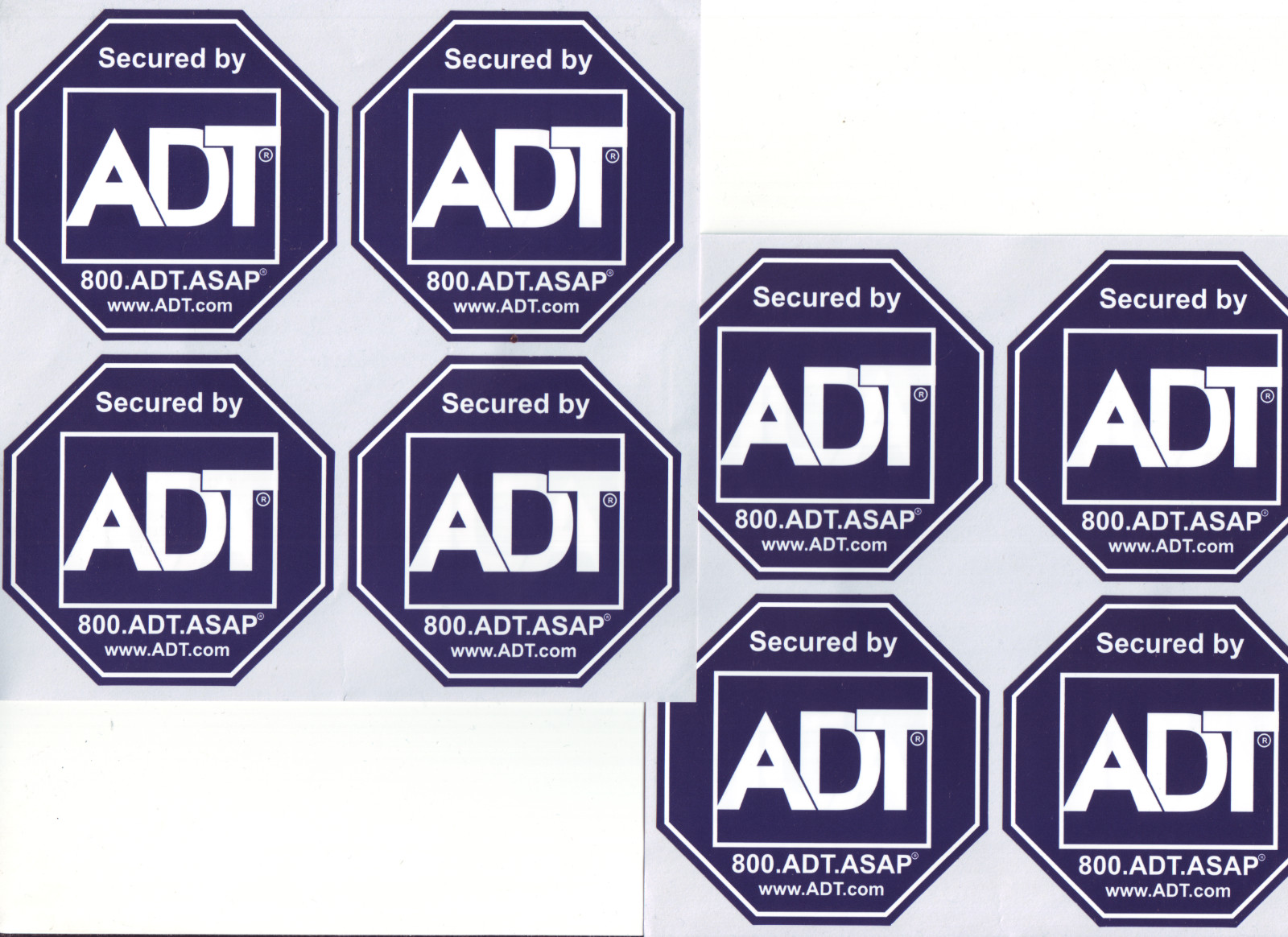 ADT Security Window Decals, Double Sided, Self-Adhesive, QTY 8     