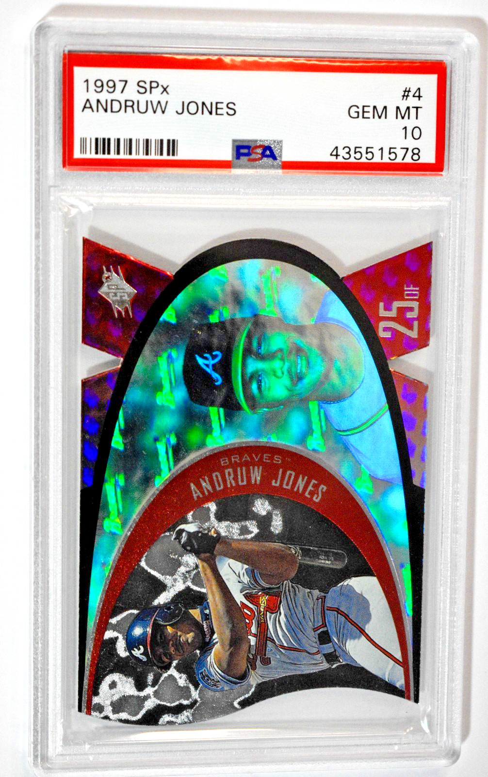 1997 SPx #4 Andruw Jones Die-Cut RC Rookie PSA 10 Gem Mint Braves HOF Pop 1 1997 SPx #4 Andruw Jones Die-Cut RC Rookie PSA 10 Gem Mint Braves HOF Pop 1