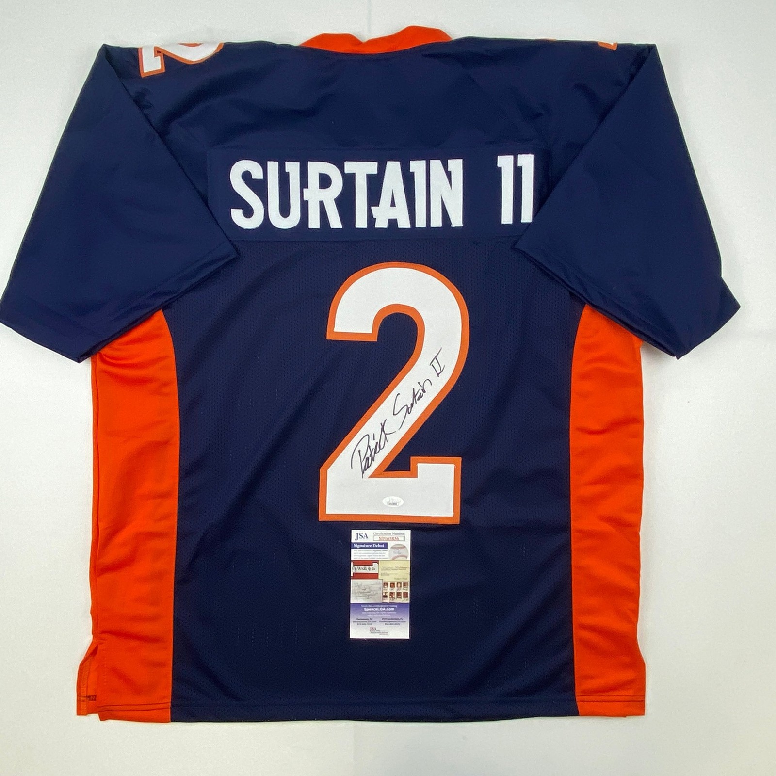 Autographed/Signed Patrick Surtain II Denver Blue Football Jersey JSA COA Autographed/Signed Patrick Surtain II Denver Blue Football Jersey JSA COA