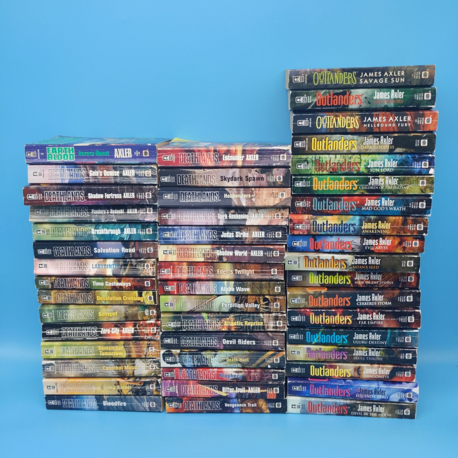 Death Lands + Outlanders x48 huge lot James Axler scifi/fantasy action novels