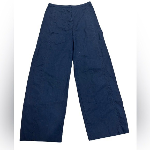 Lemaire Exclusive Collection Navy Wide Women Excellent Pants Petite Size 36
