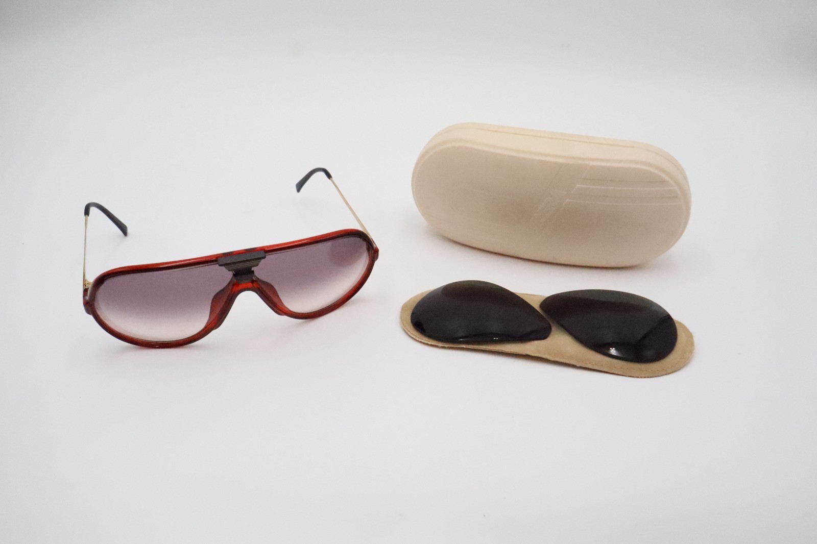 Vintage Carrera 5593 Sunglasses Austria Red Aviator Extra Lenses Case 30 PA