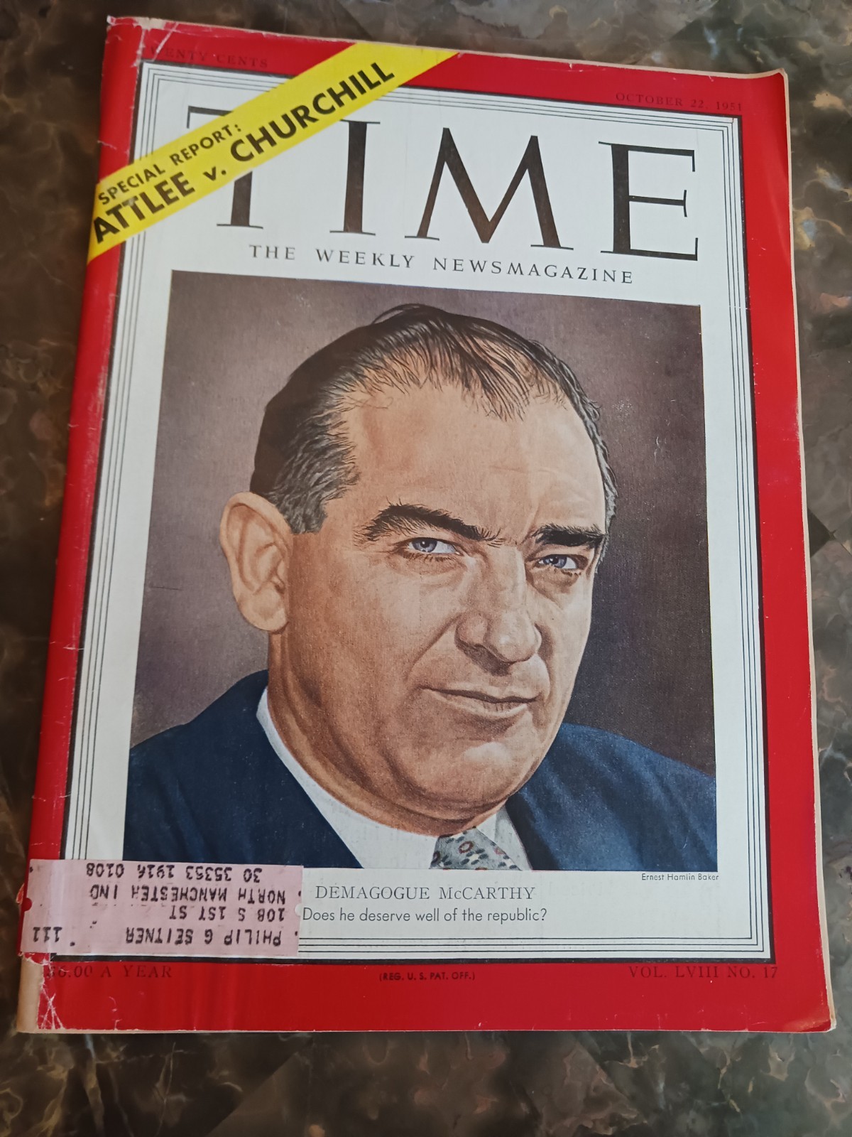 1951 OCTOBER 22, DEMAGOGUE SENATOR JOSEPH McCARTHY, TIME MAGAZINE 1951 OCTOBER 22, DEMAGOGUE SENATOR JOSEPH McCARTHY, TIME MAGAZINE