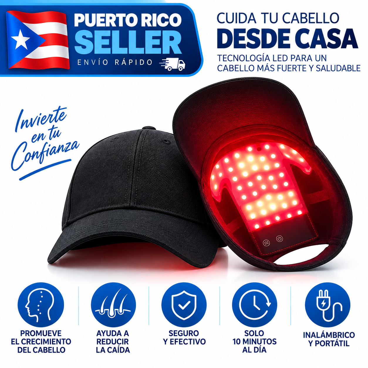 650nm Red LED Light Therapy Hat Hair Loss Treatment Cap Hair Growth Regrowth US