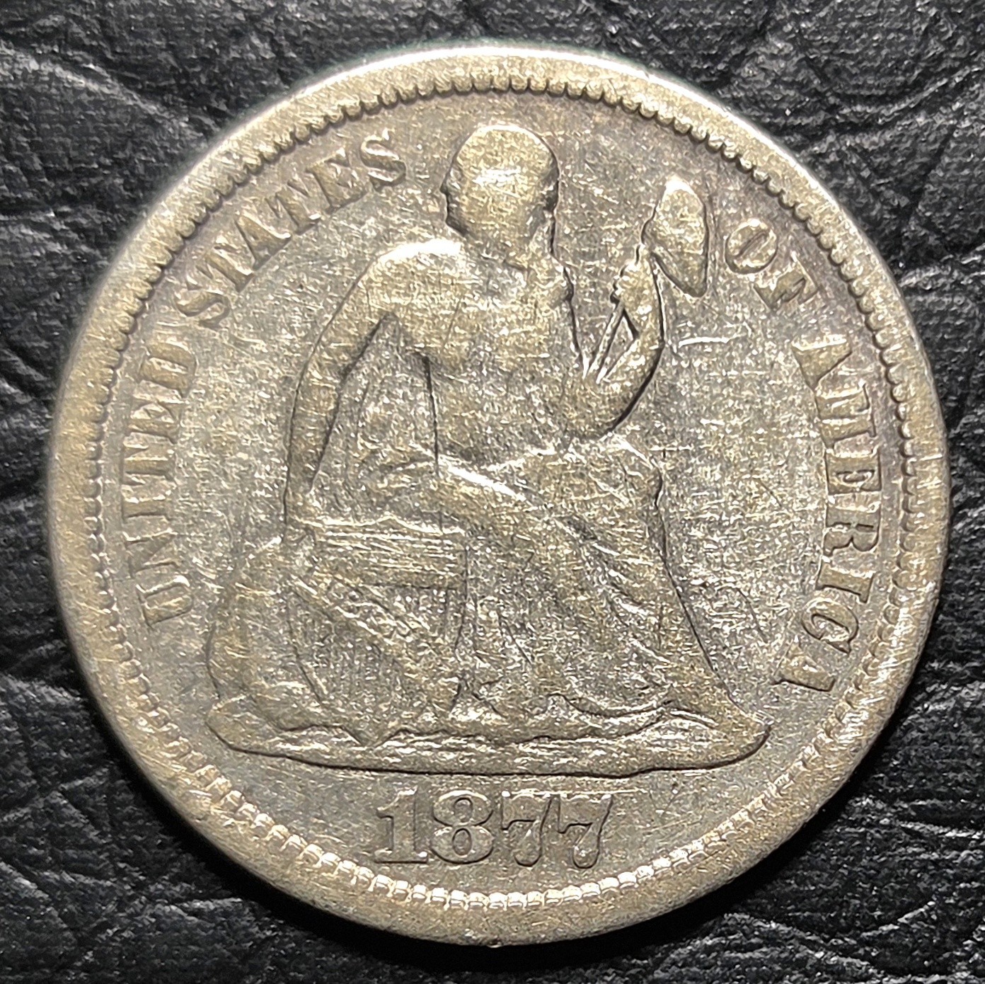 Silver 1877-CC Seated Liberty 10 Cents Dime | VG Condition