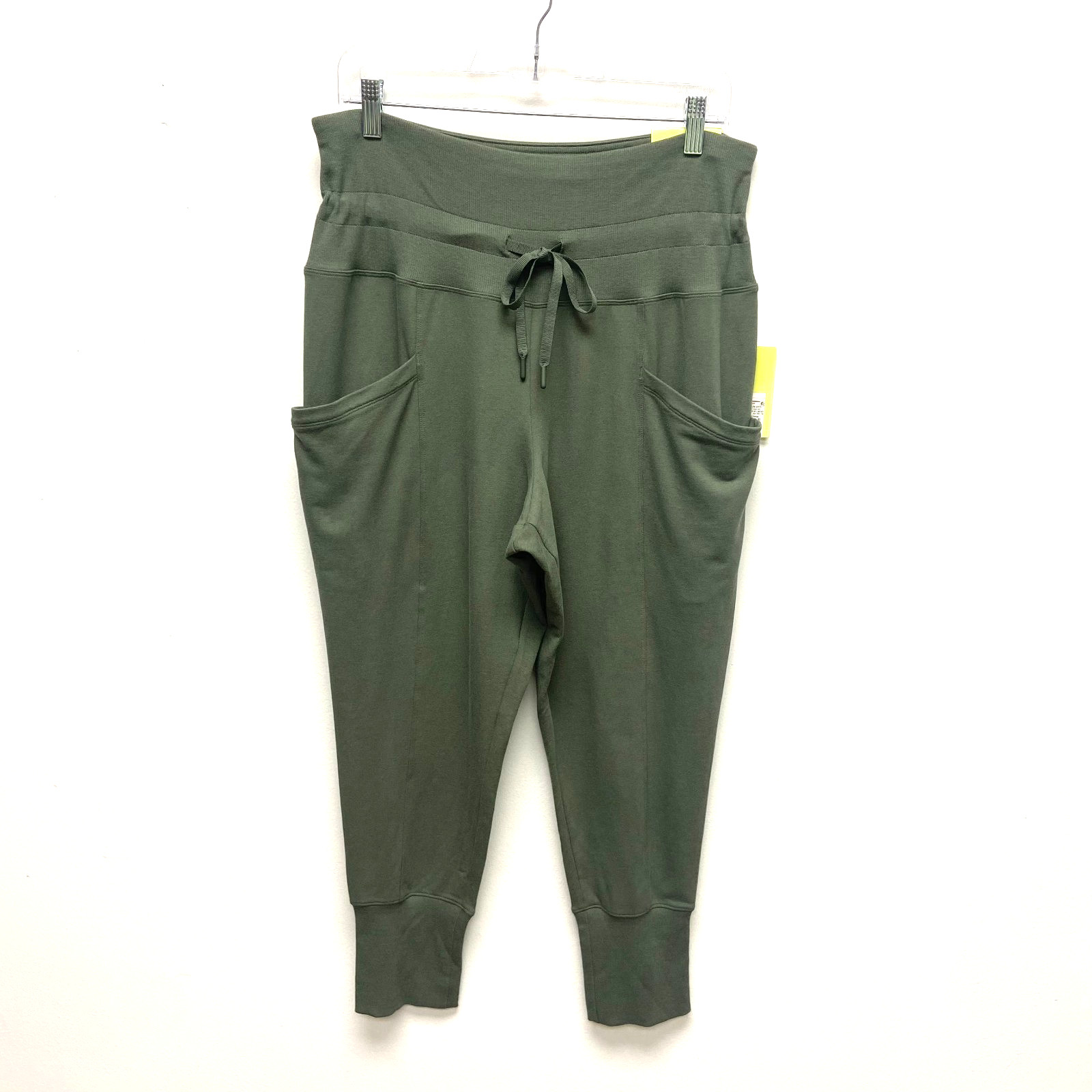 All in Motion French Terry High Rise Jogger Pants Crop Womens Olive Green L NWT