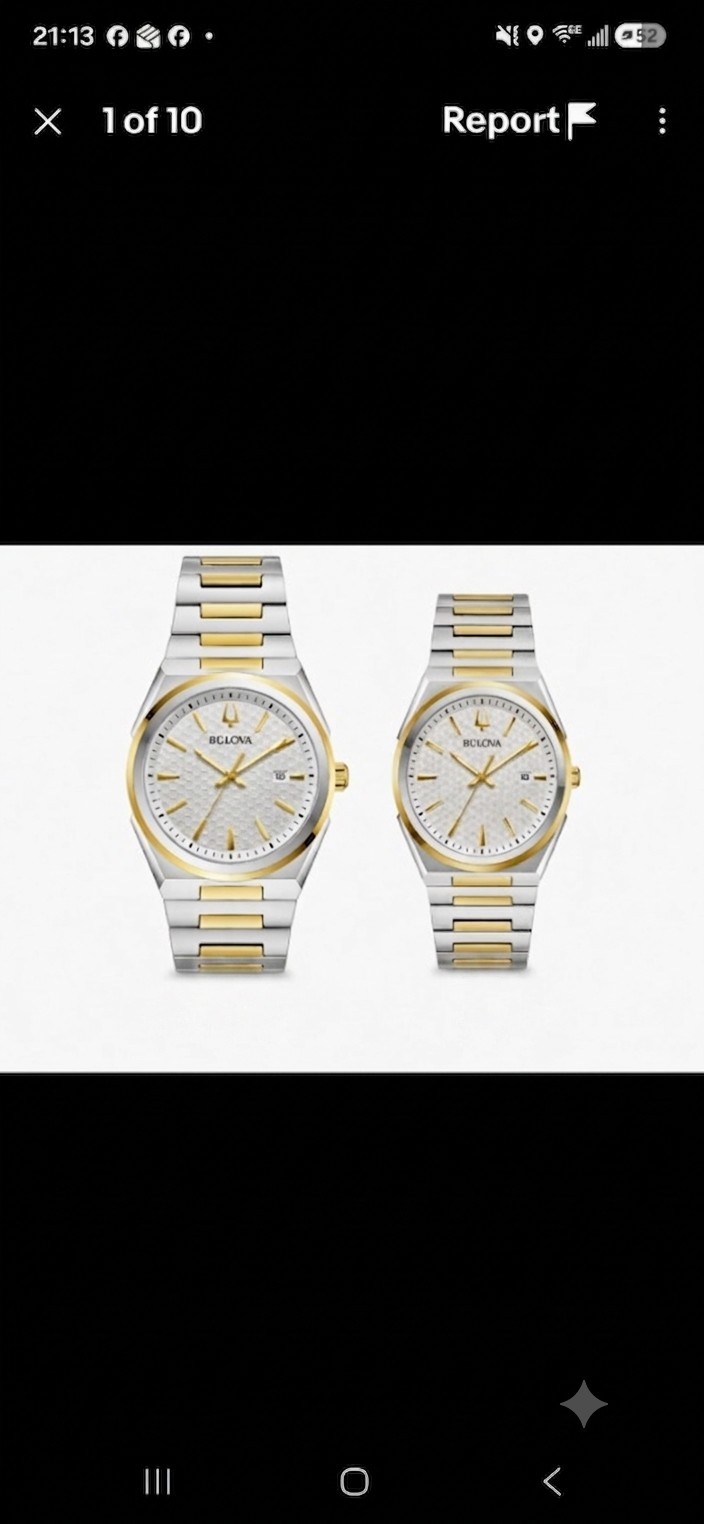 Bulova Couple Watch Classic Two Tone Stainless Steel Quartz Her & His Matching Bulova Couple Watch Classic Two Tone Stainless Steel Quartz Her & His Matching
