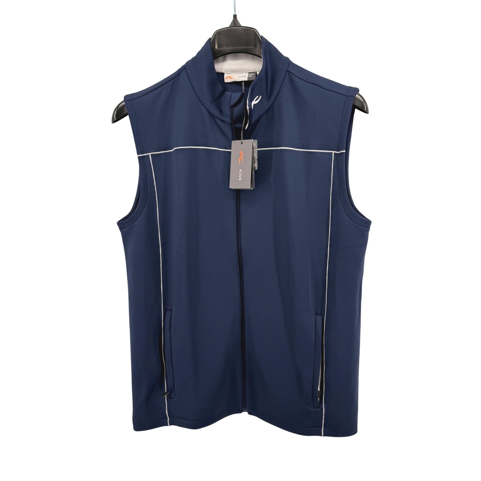 NEW KJUS Damian Vest Mens 52/L Vest Navy Blue Full Zip UPF50+ Lightweight Golf