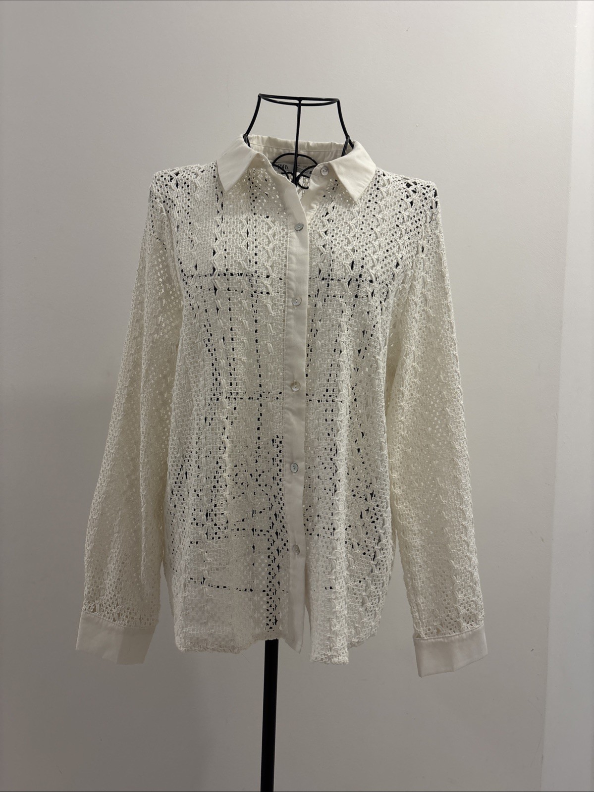 Zara Crochet Knit Shirt Size S Zara Crochet Knit Shirt Size S